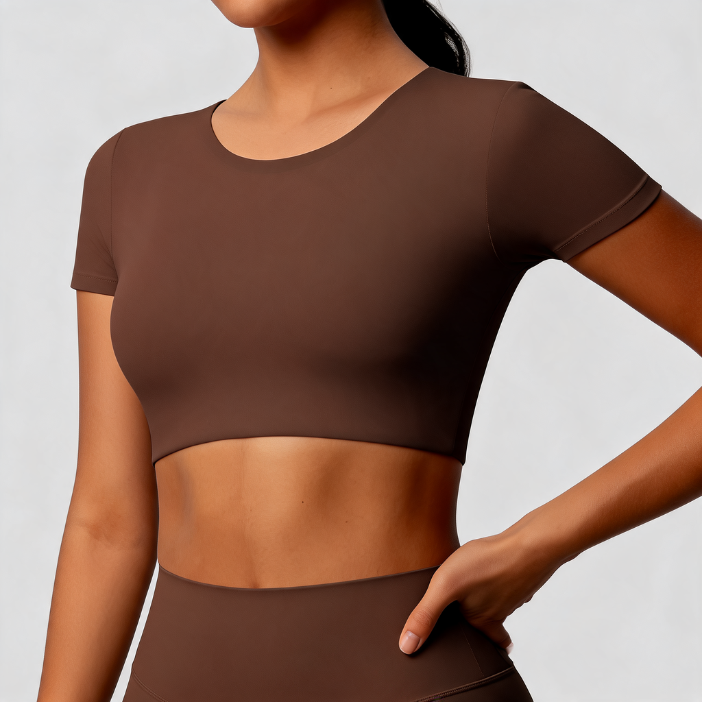 Vanir Cropped Tee side view, Chestnut